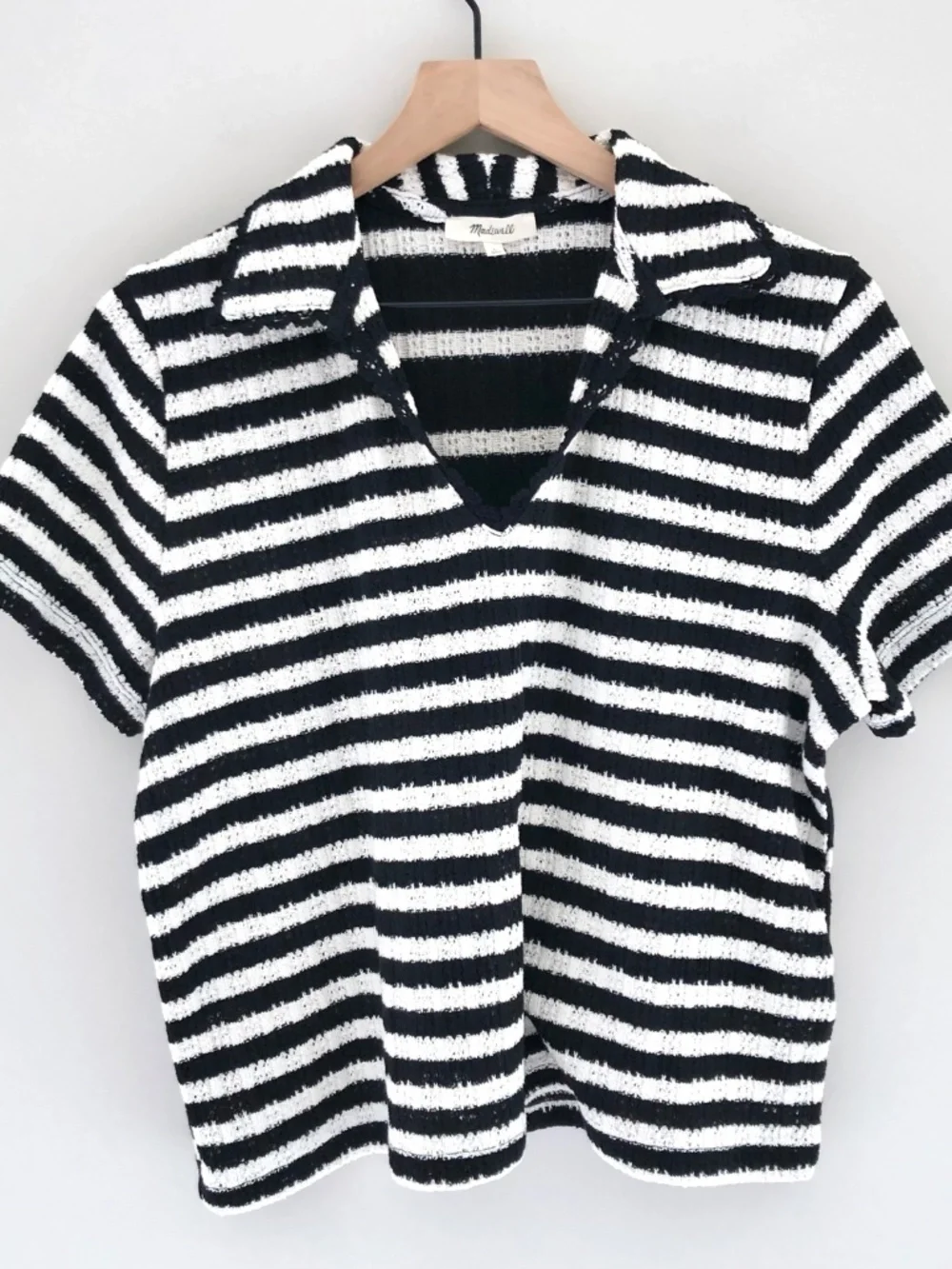 Madewell Crochet-Knit V-Neck Sweater Tee